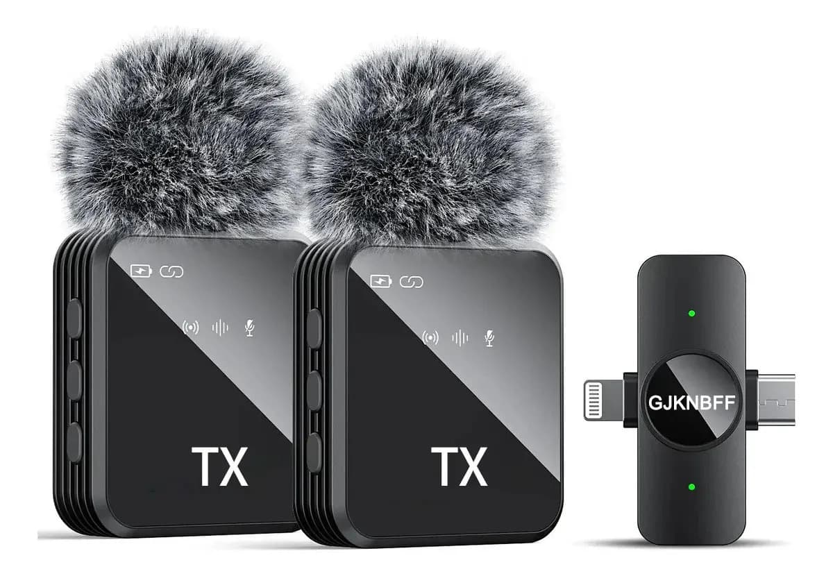 GJKNBFF Micrófono PC Micrófonos Lavalier Solapa Inalámbrico inalambricos jugador Para iPhone Android Celular Gamer Micrófono Condensador Omnidireccional con Reducción de Ruido Con 2 Pzs