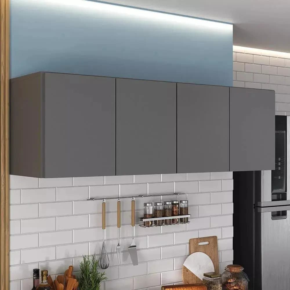 Alacena Gabinete De Cocina Para Colgar 4 Puertas Ngo Color Gris Oscuro