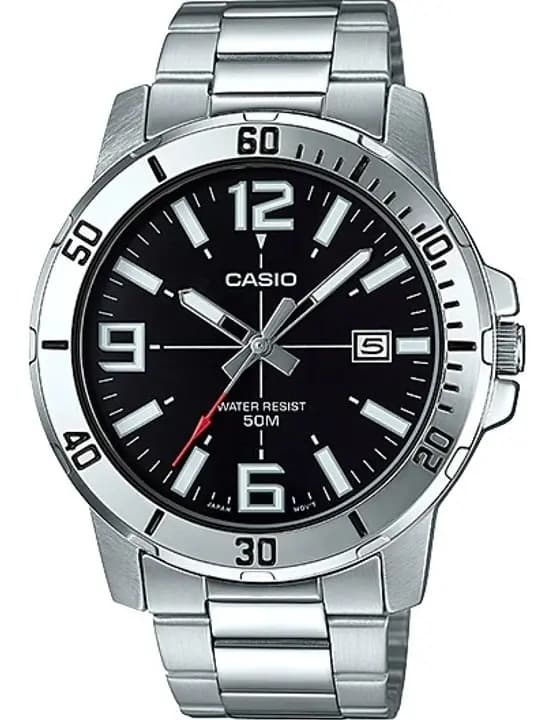 Reloj Casio Quartz Mtp-vd01d-1b Hombre Plata Negro Full Plateado Plateado Negro Mtp-vd01d-1b