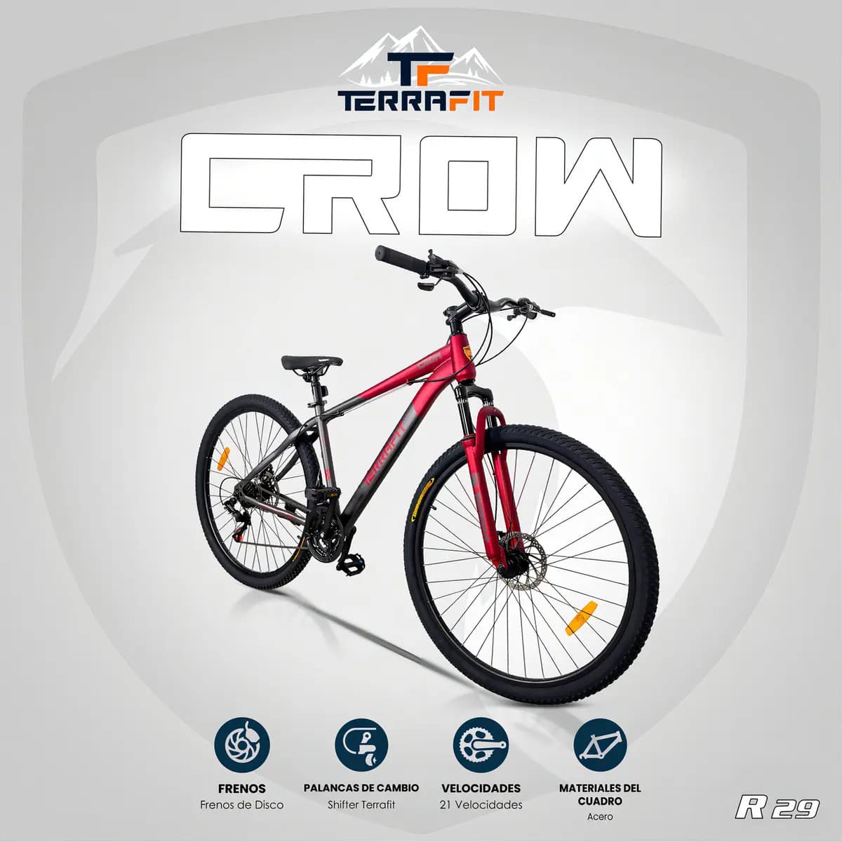 Bicicleta De Montaña Terrafit Crow R29 21v Rojo M