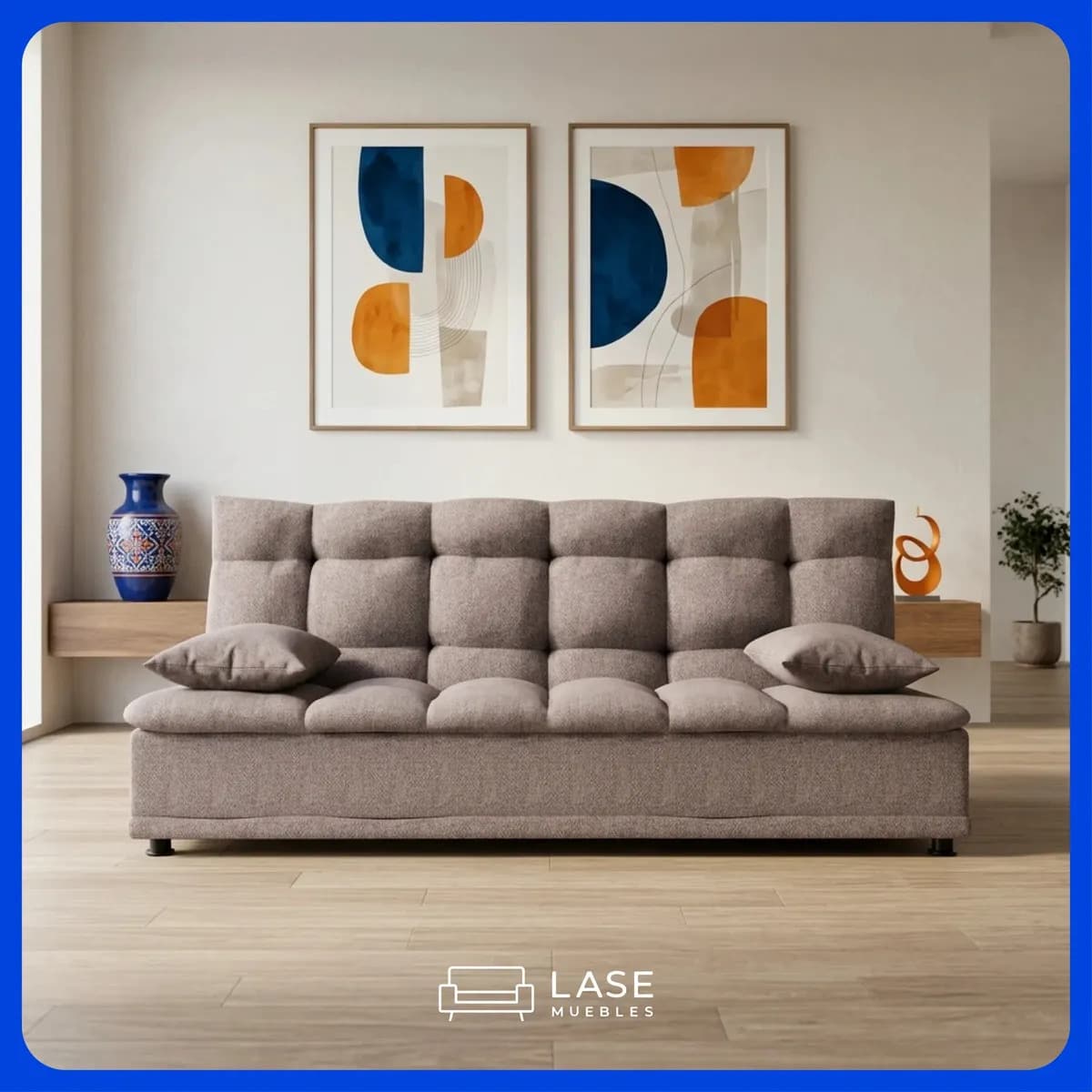 Sofá Cama Reclinable Color Café con Gris para Sala Moderna Rio Tela Oslo