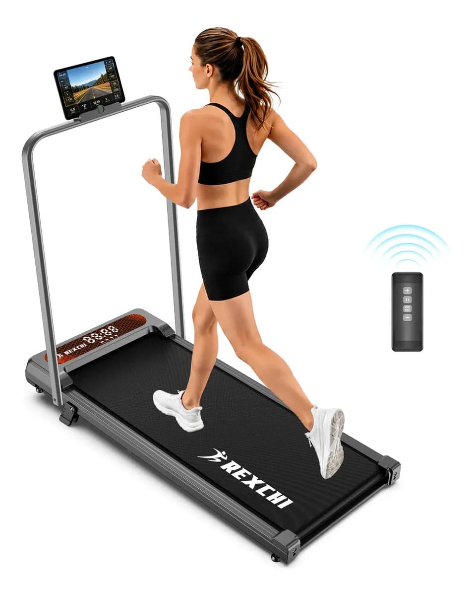 Caminadora Electrica Con Barandillas Rexchi Walking Pad Con Control Remoto Portatil Elevacion,casa Oficina Gimnasio 2 Hp Color Negro
