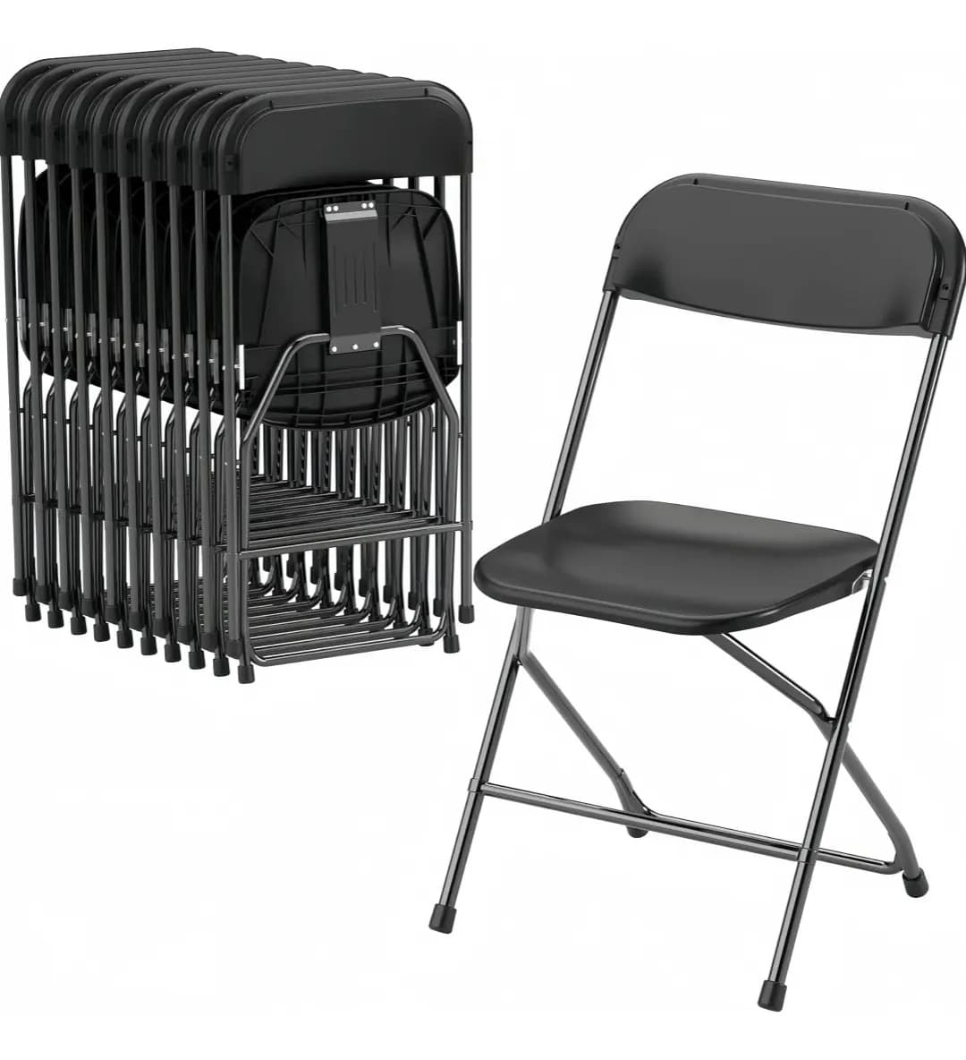 Silla De Jardín Plegable Negra, 10 Plazas - 10 Sillas Por Paquete