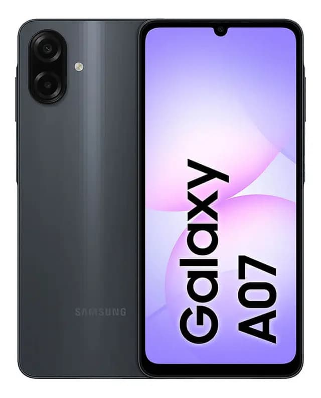Samsung Galaxy A07 128 GB, teléfono celular de 4 GB, cámara de 50 MP, pantalla 6.7, protección IP54, procesador de 6 nm, negro