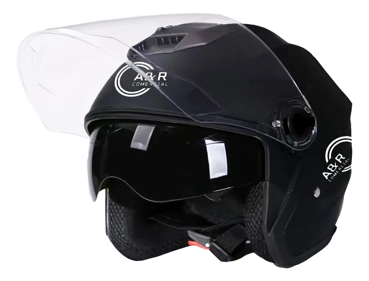Casco Moto Certificado Dot Con Abatible Doble Visor Con Diseño Mate Negro M