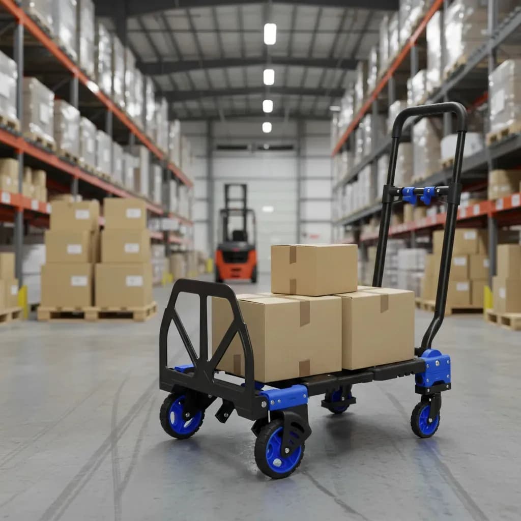 Carrito De Mano Synergy Acero Plástico Plegable Carga 120 Kg Multifuncional