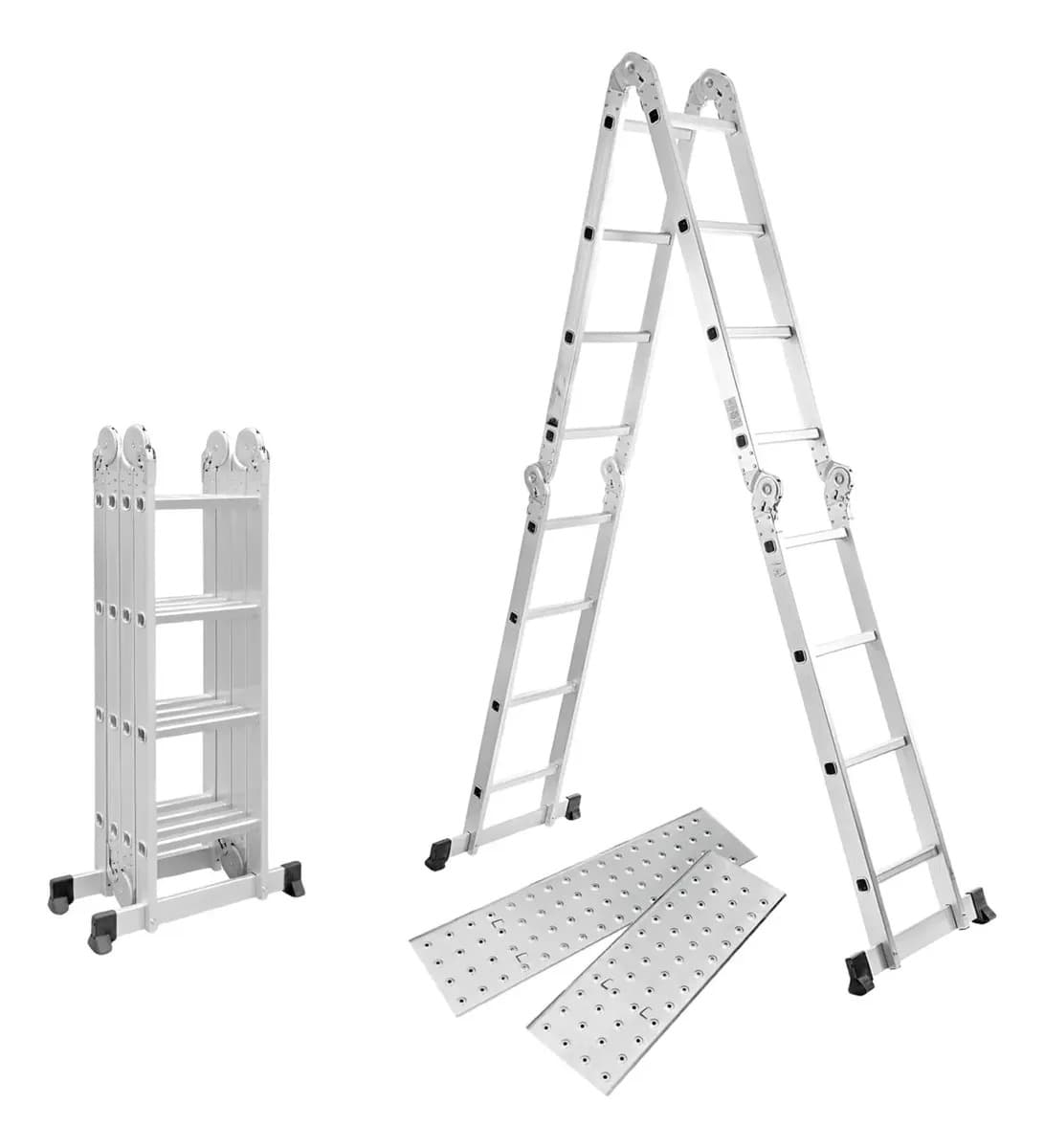 Escalera Multiposiciones De Aluminio 4.5 Metros Con 16 Peldaños KMEM45 Kingsman