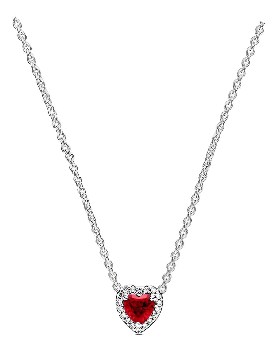 Collar de Plata Pandora con Diseño Corazón Reluciente para Mujer