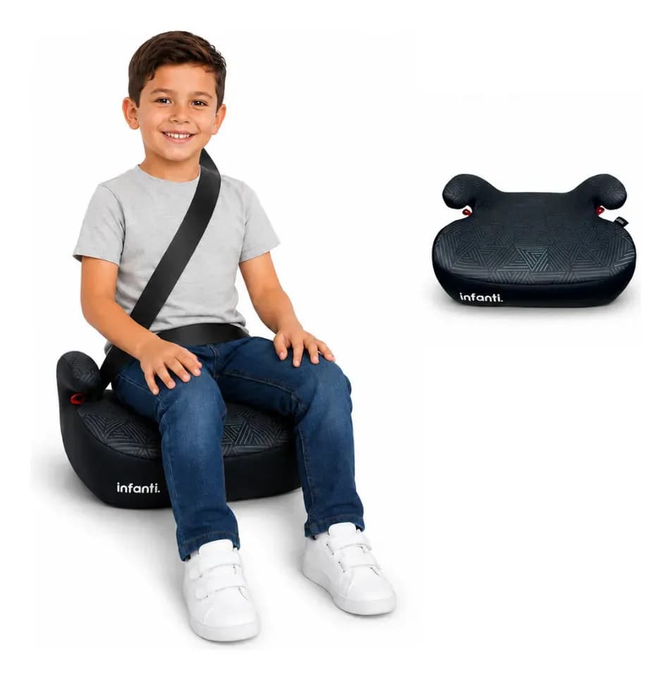 Asiento Booster Grupo III Leggere Negro de 22 a 36 kg, Instalación con Cinturón de 3 Puntos, Descansabrazos, Funda Removible y Lavable, Fácil Instalación, Vista al Frente, Tela 100% Poliéster, Infanti