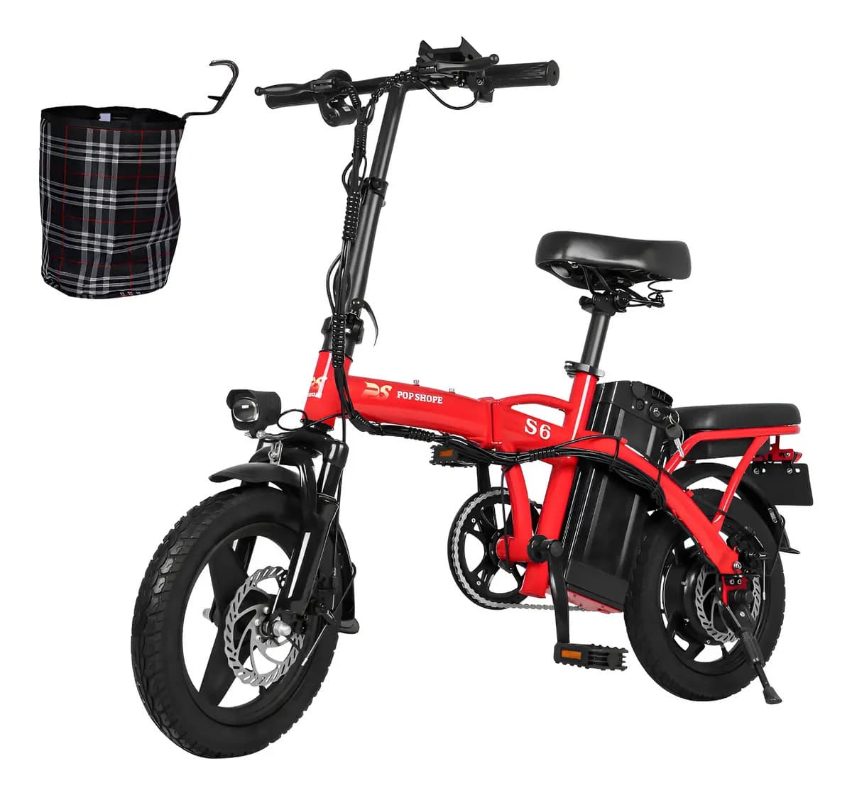 Pop Shope S6 Bicicleta Eléctrica Plegable 35km/h Max. 750w Color Rojo