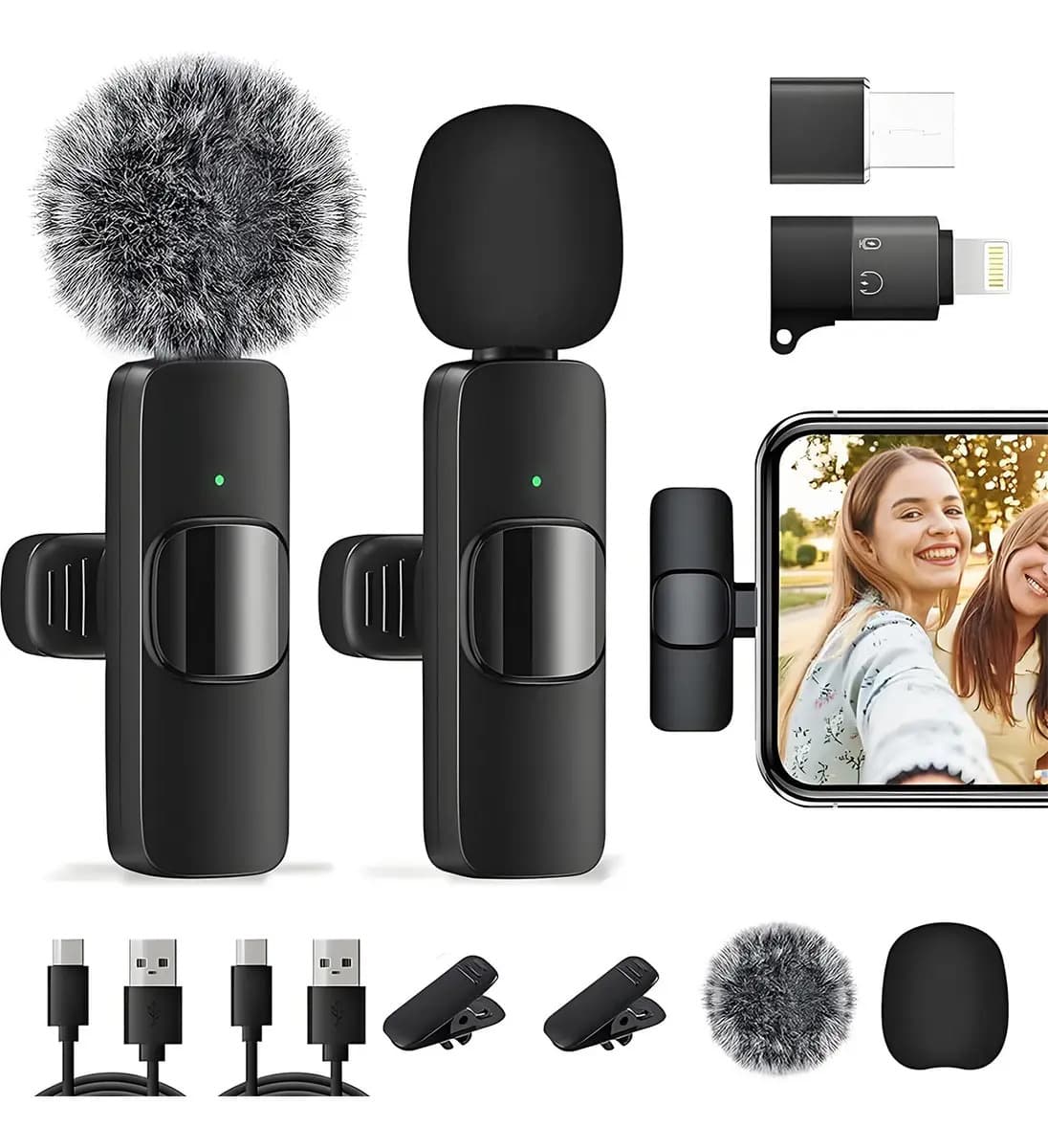 LAWAN Micrófono Inalámbrico,microfono De Solapa Para iPhone/iPad/android/pc,inalámbrico Lavalier Compatible Profesional Con Reducción Ruido Inteligente,plug And Play,para Vlog Video,youtube Tiktok