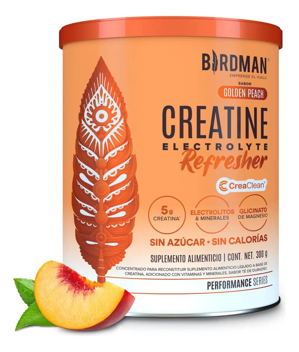 Birdman Creatine Refresher | Creatina Monohidratada con Electrolitos, Magnesio y Vitaminas | Golden Peach | 30 Porciones