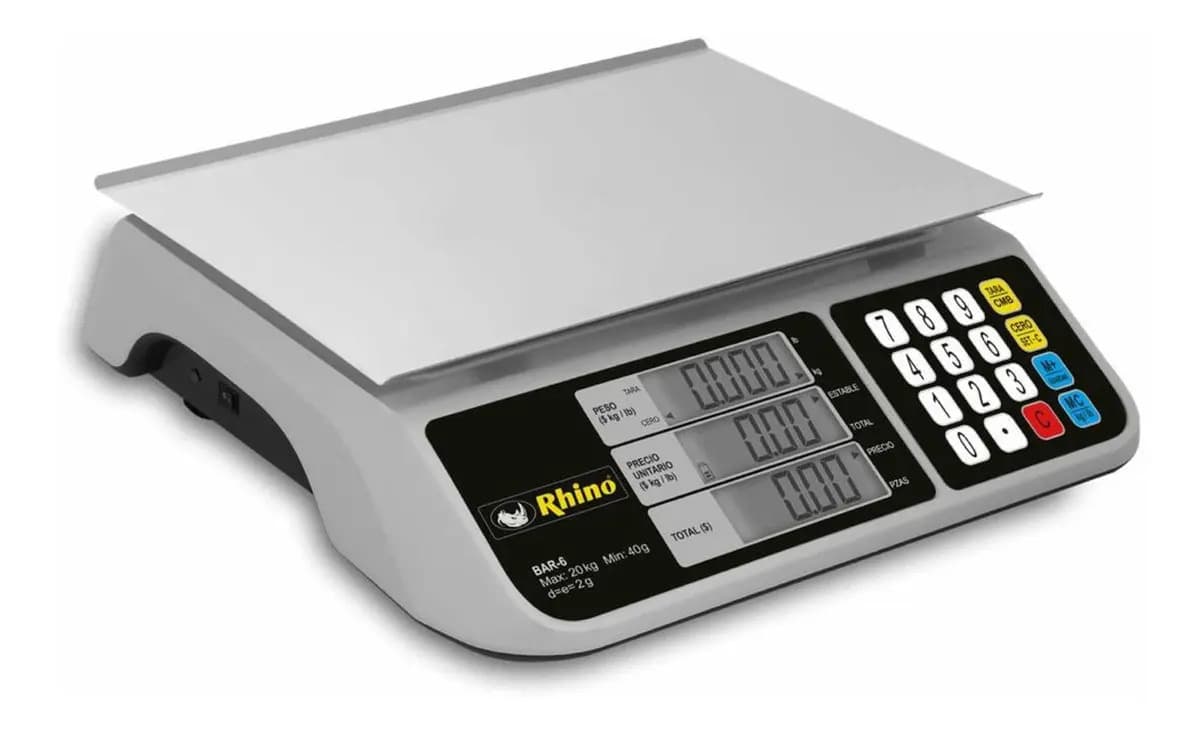 Báscula comercial digital Rhino BAR-6 20kg gris 29 cm x 28 cm