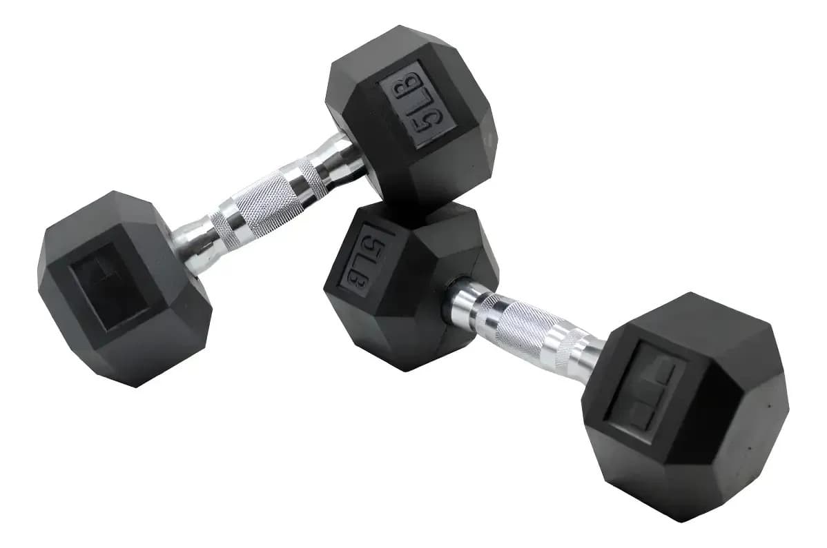 2 Mancuernas 2.27 Kg 5 Lb C/u Kit Set Pesas Hexagonales Color Negro