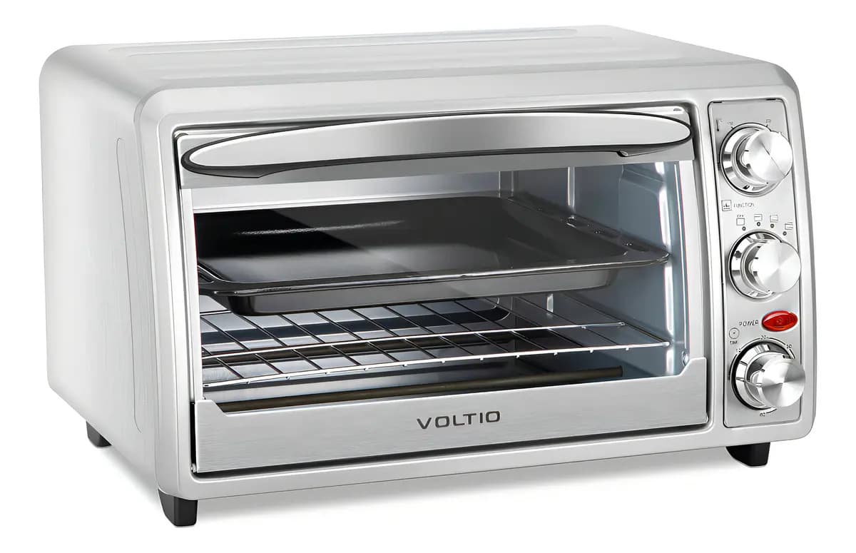 Horno Eléctrico Tostador De Mesa 24 Lt Acero Inoxidable 1500 W Con Temporizador 60 Minutos Bandeja Extraible Voltio