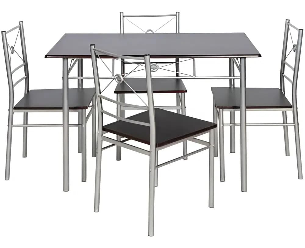 Comedor Rectangular Jhc Elegance de Metal y Madera con 4 Sillas Color Café
