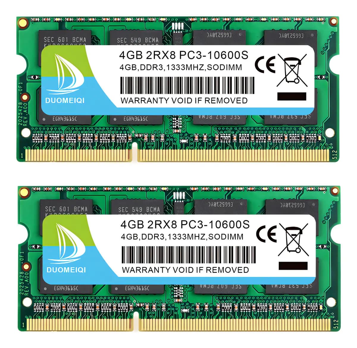 Memoria RAM gamer DDR3 8GB 2-4G-10600S-1333 Sodimm Duomeiqi-BLUE Para Computadora Portátil 204-pin color azul 2 D
