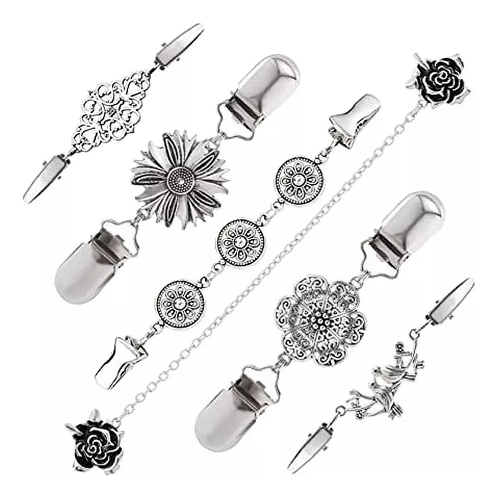 Clips Metálicos Flor WADY 6 Piezas Encaje Vintage Suéter Chal Vestido