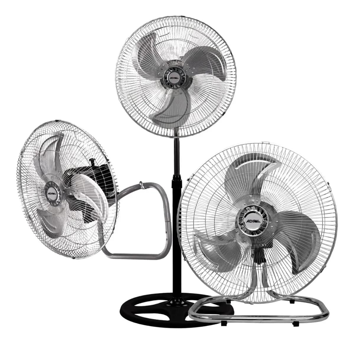 Ventilador 3 En 1 Adir 2074 Negro Con 3 Aspas De Metal 18