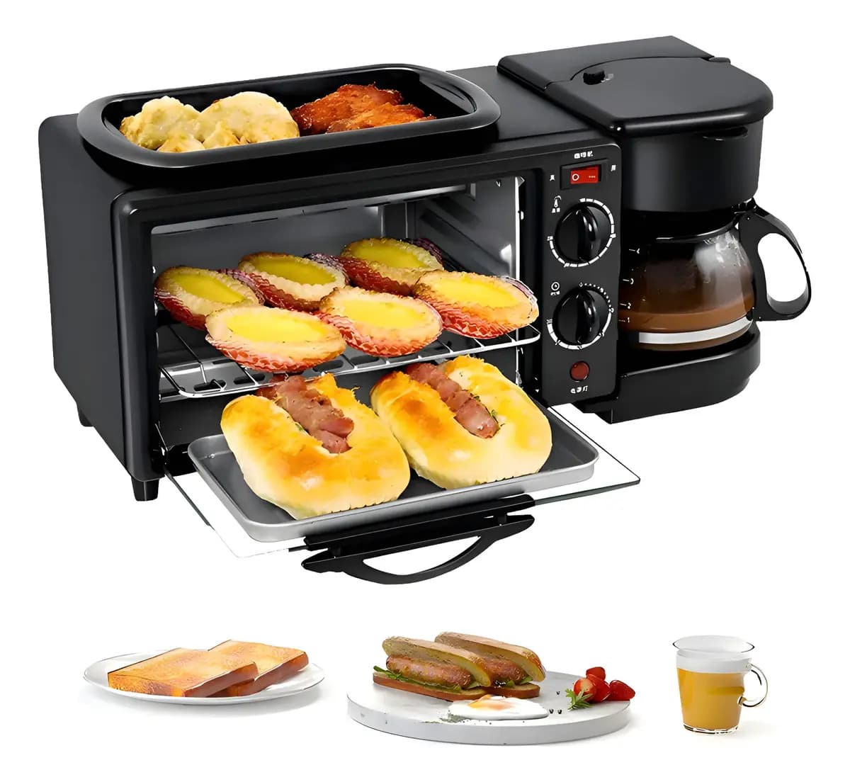 Horno Tostador 3 En 1 Cafetera Freidora 1100w 8l 17051 Negro