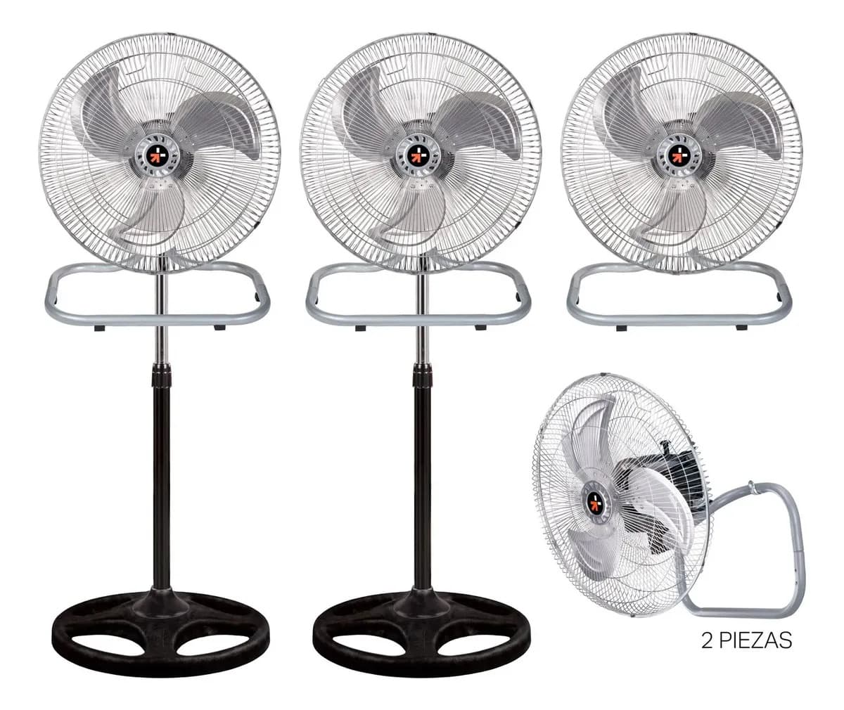 Set De 2 Ventiladores 3 En 1 Pedestal Piso Pared Abanico 18 Pulgadas Aspas Metal 3 Velocidades Altura Ajustable Base Redonda Selectshop
