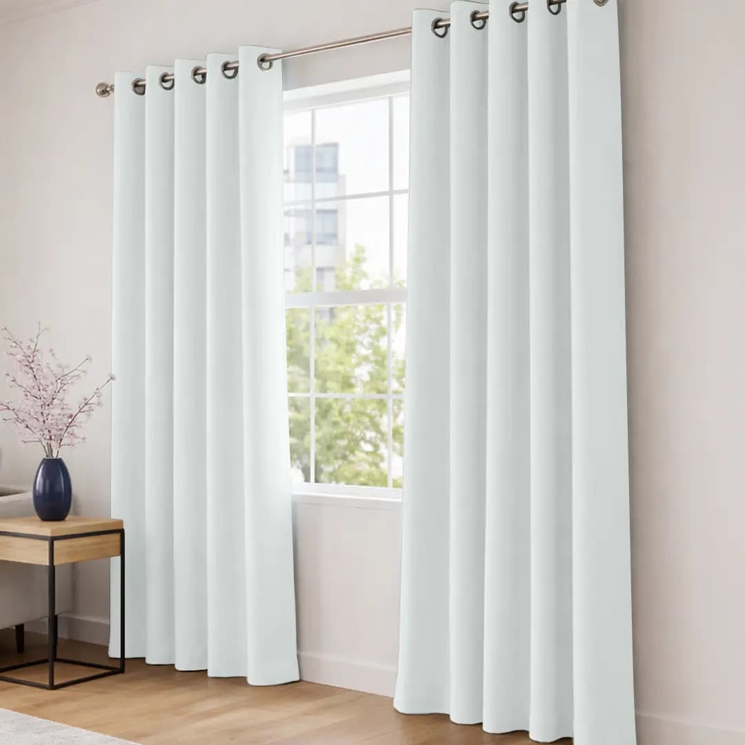 Cortinas Blackout Melocotton - Color NEBLINA - 275cm de Ancho X 215cm de Alto En 2 Páneles - Aislamiento Térmico , Reduce el Ruido Exterior , Cortinas Opacas con Ojales , Lavable en Casa