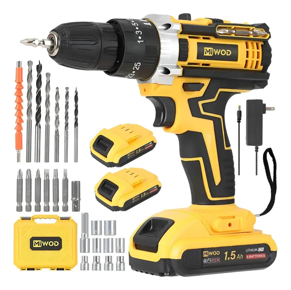 Taladro Atornillador De Impacto Inalámbrico 21v 2 Batería Miwod