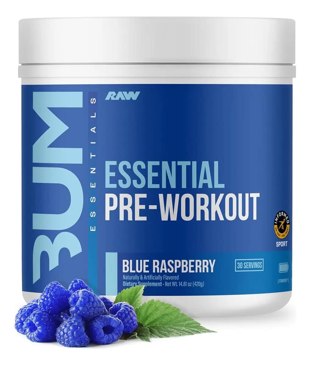 Pre Entreno Cbum Essential RAW Nutrition 30 Servicios Sabor Blue Raspberry CBUM Polvo