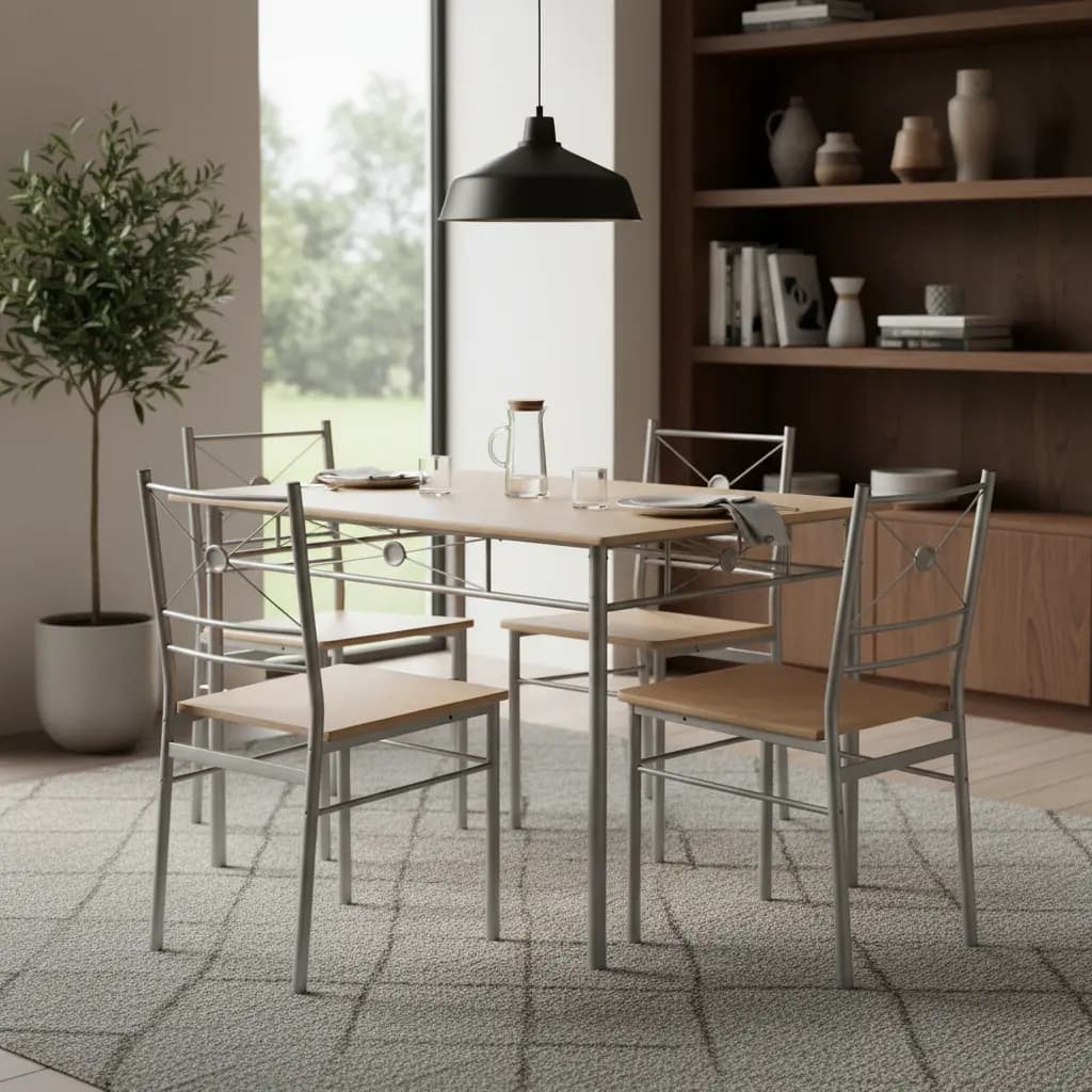 Comedor 4 Sillas Rectangular Elegante Color Madera