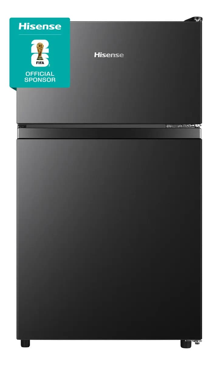 Hisense RT31D6ABX1- Frigobar, 3.1 pies cúbicos, Congelador independiente, Termostato ajustable, Silencioso, Estantes para botellas de 2 litros, 48x51x86cm(AnchoxLargoxAlto), Negro