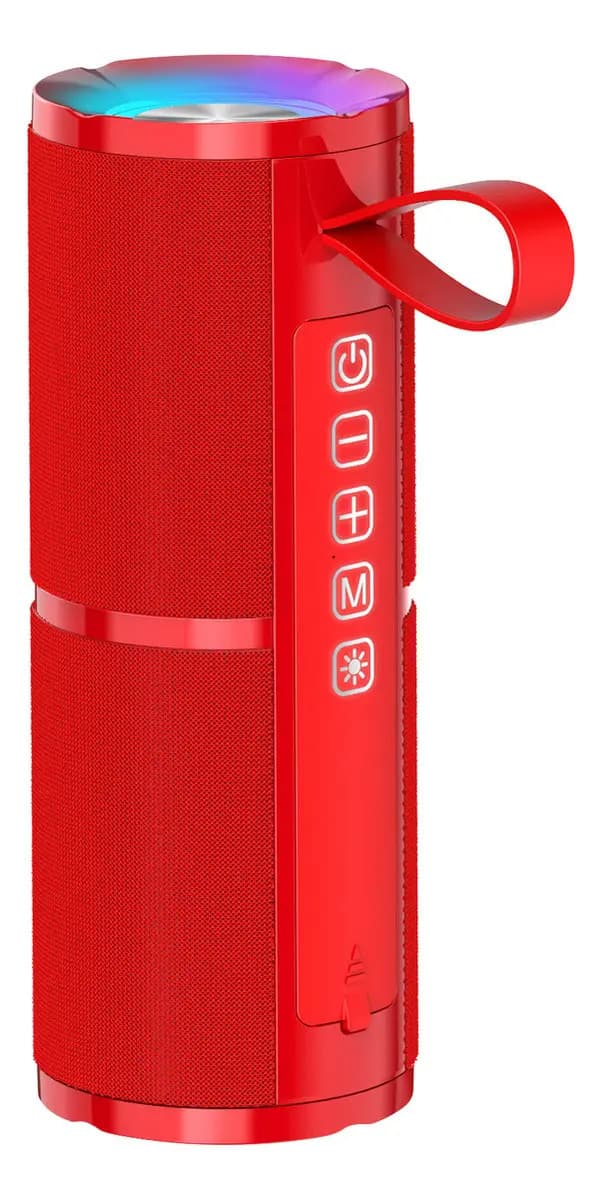 Bocina Bluetooth 5.1 Portátil 1Hora BOC060 Inalámbrico con Sonido Estéreo HD Reproducción Manos Libres 2400mAh 3.5mm Rojo