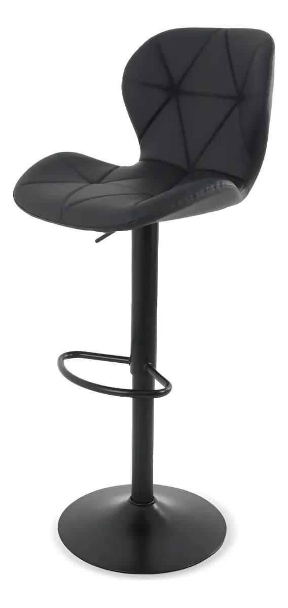 Silla De Bar Y Barra De Cocina Moderno Con Respaldo Set 1 Pz Negro