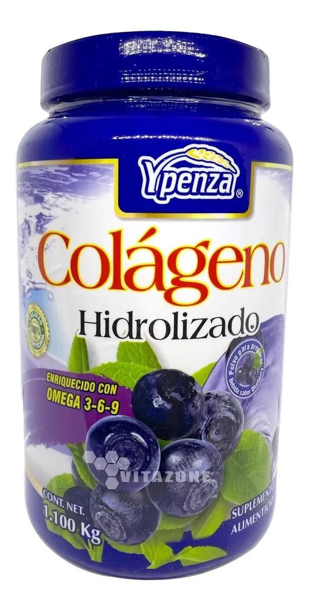 Colágeno Hidrolizado en Polvo Ypenza Blueberry 1.1 kg Omega 3 6 9 Vitaminas