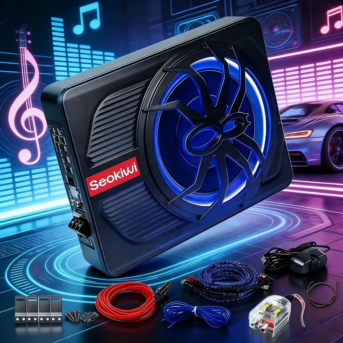 Subwoofer Amplificado 10 Pulgadas Bocinas Para Carros Negro