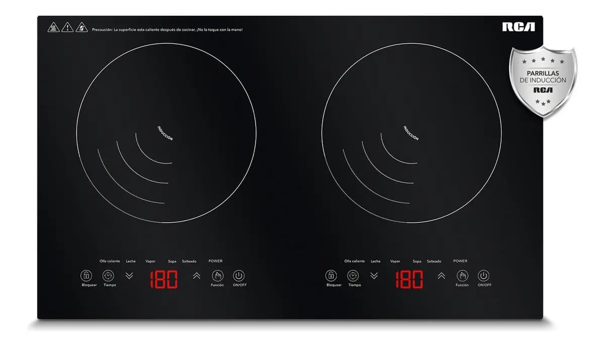 RCA RC-12A4 Parrilla De Inducción Cristal Templado 2 Quemadores Color Negro