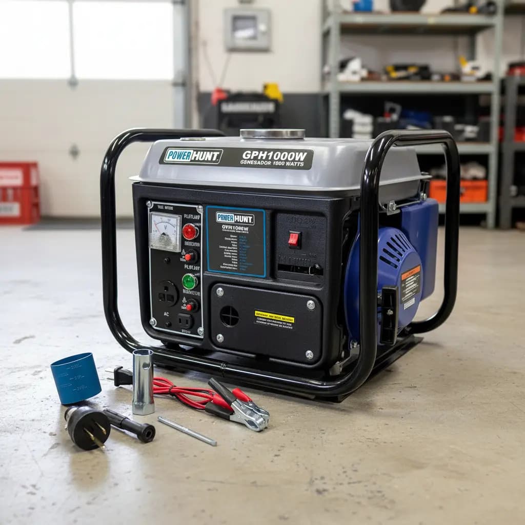 Generador A Gasolina 64cc Portatil Monofásico 1000w Power Hunt 6 horas de operacion 4.2L 6 amps