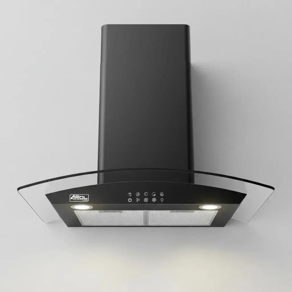 Campana Extractora 90 Cm Vidrio Curvo Acero/negro Pared Arol Color NEGRO MATE - PEONIA