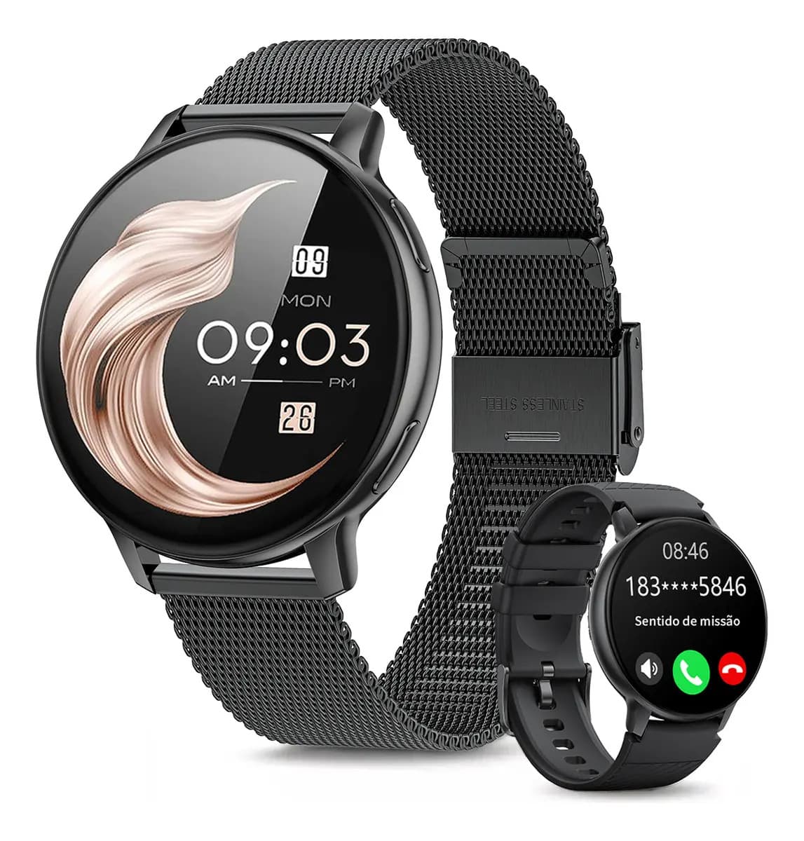 Smartwatch mujer FoxBox BW0608 de Reloj Inteligente Deportivo Impermeable Acero Inoxidable con Red Móvil y Llamada Bluetooth
