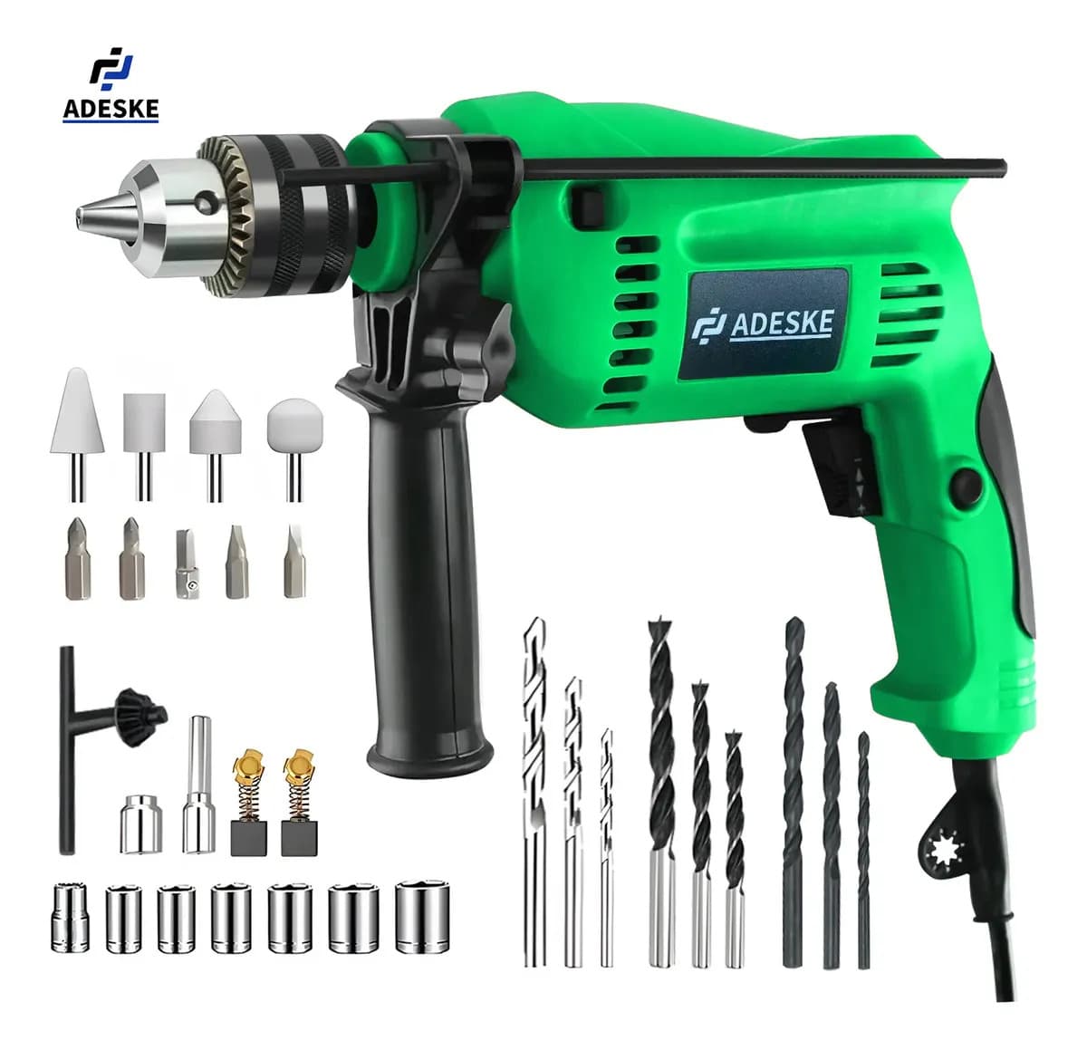Adeske Taladro Rotomartillo 1/2'' 850w Herramientas Kit Con Brocas Color Verde
