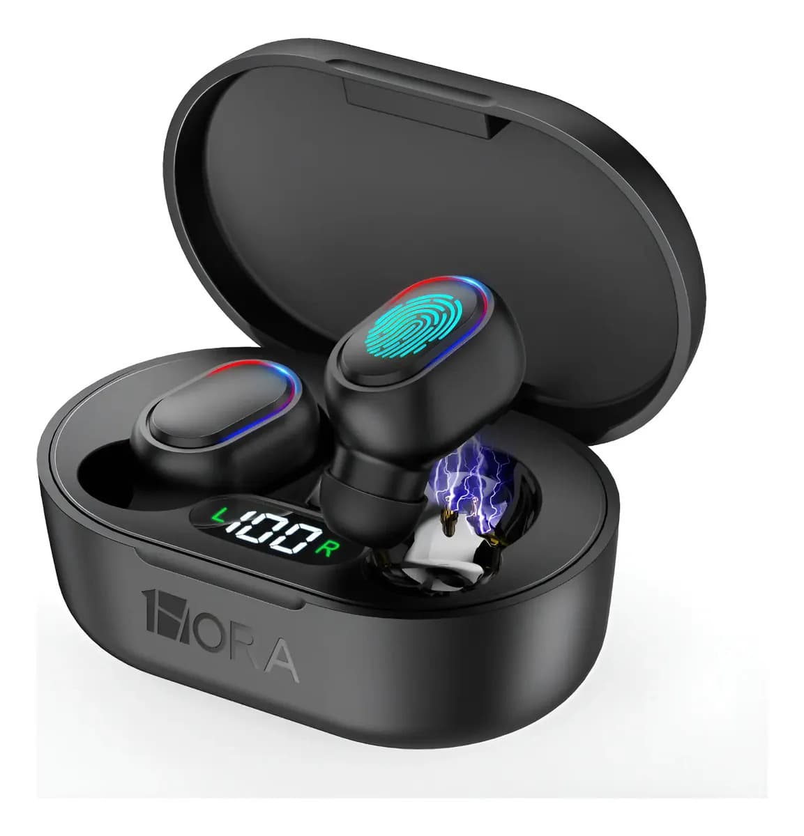 Audífonos In-ear Inalámbricos 1hora Indicador LED del Nivel de Batería Bluetooth Manos Libres Con Micrófono Negro