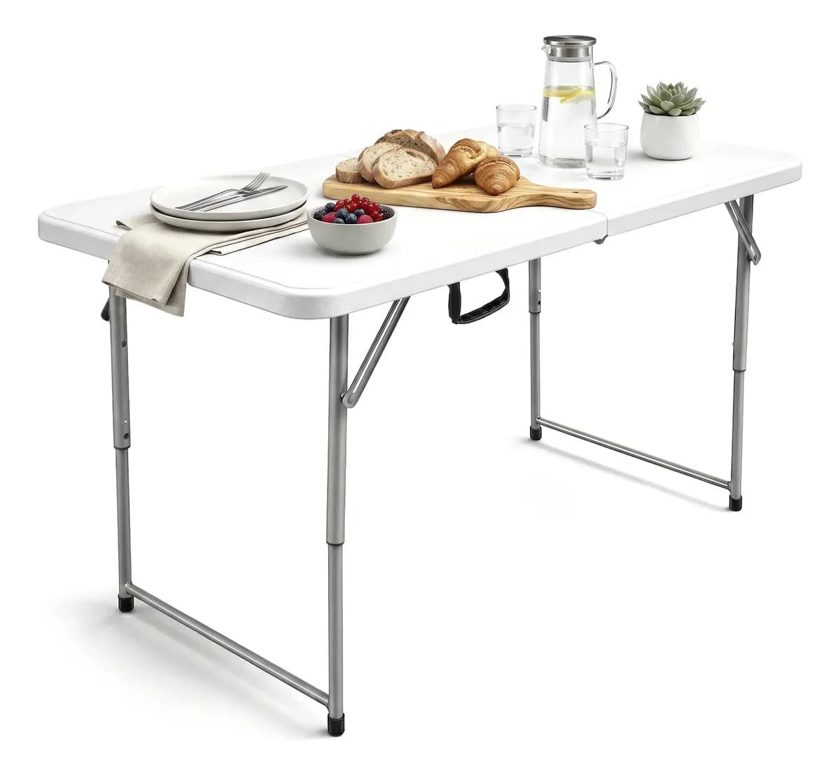 Mesa Plegable De Plástico Portátil Resistente Jardin 1.20 Mt Color Blanco
