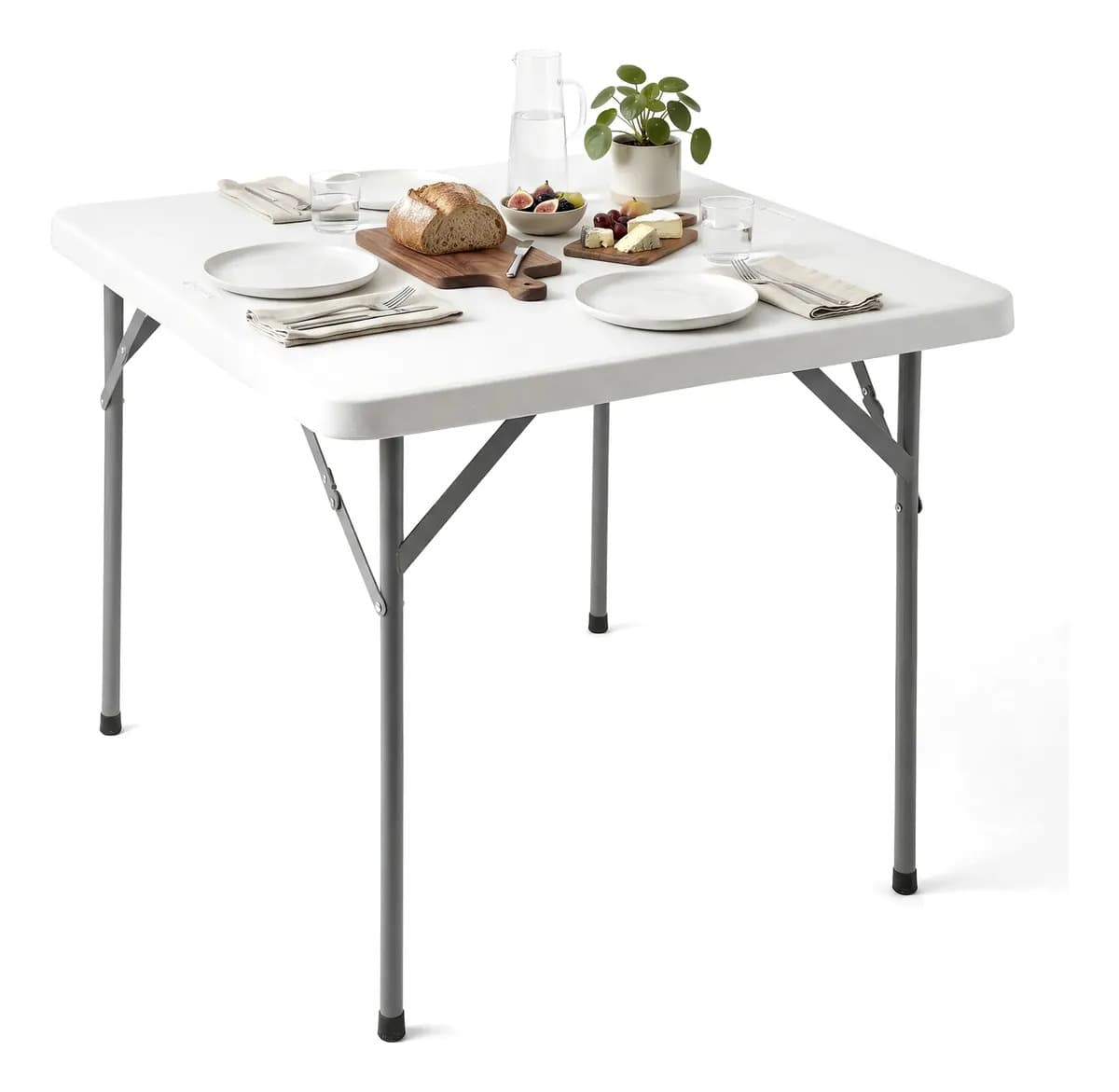 Mesa Plegable Cuadrada Plástico Resistente 86cm Jardin Exter Color Blanco