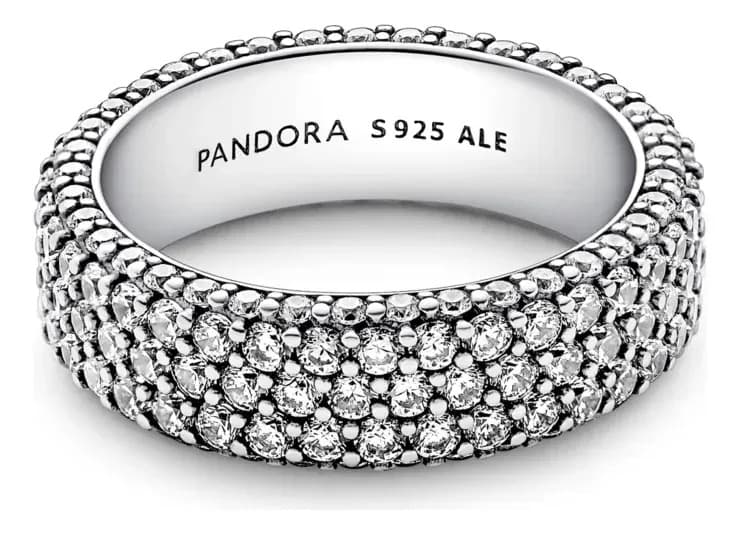 Anillo Pandora Triple Hilera Pavé + Gift Kit Plateado 6