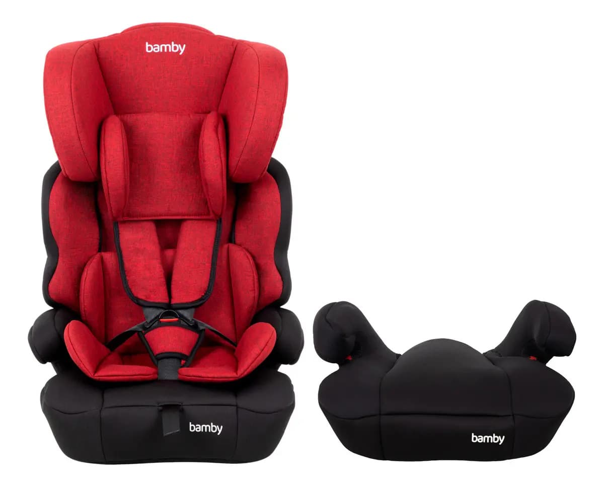 Autoasiento Para Carro Silla De Bebe Seguridad 9m A 11 Años Color Rojo Liso