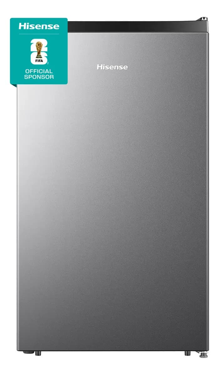 Hisense RR33D6AGX1- Frigobar,3.3 pies cúbicos,Termostato ajustable,Congelador independiente,Estantes para botellas de 2 litros,48x45x84cm(AnchoxLargoxAlto),Gris