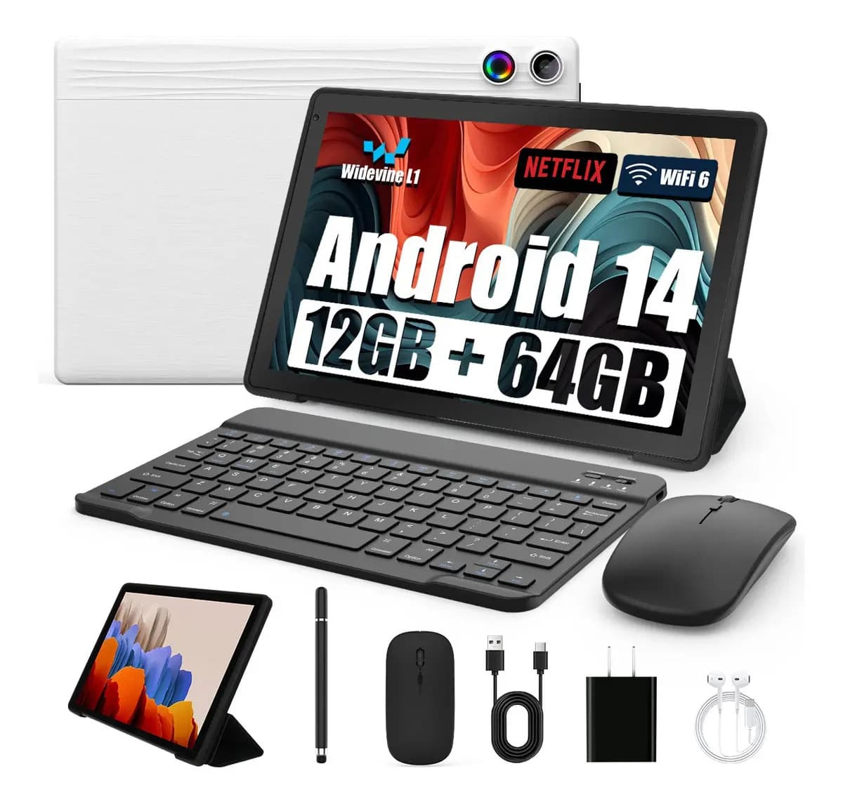Tablet A10l 10.1 12gb+64gb Android 14 Con Wifi 6 Tf(max 1tb) Blanco