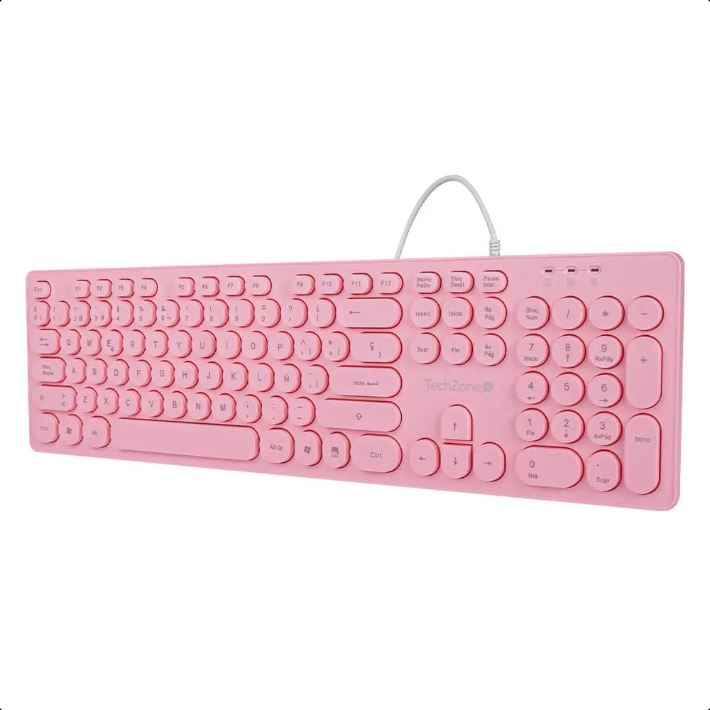 Teclado Alámbrico Techzone Oval Pink Techzone Colors Teclado Rosa pálido Idioma Español Latinoamérica