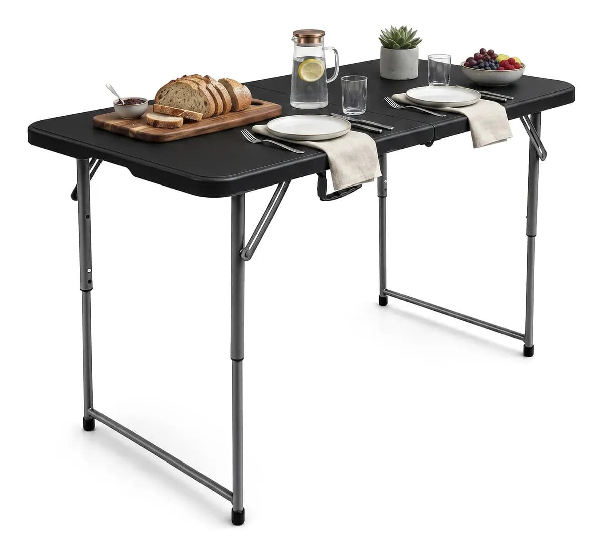 Mesa Plegable De Plástico Portátil Resistente Jardin 1.20 Mt Negro