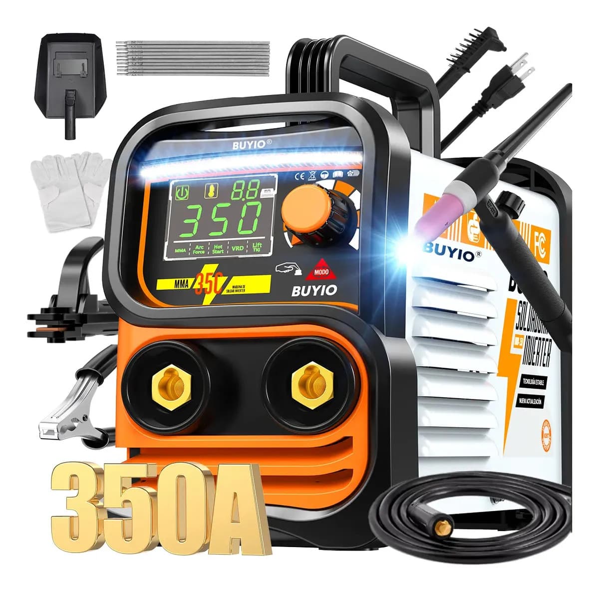Soldadora Inverter 20-350A MMA+Tig BUYIO Máquina Soldar MMA/Tig Soldadoras Inversor Para Soldar 2 En 1 Con Pantalla Lcd Y LUZ LED Soldadoras Inversoras
