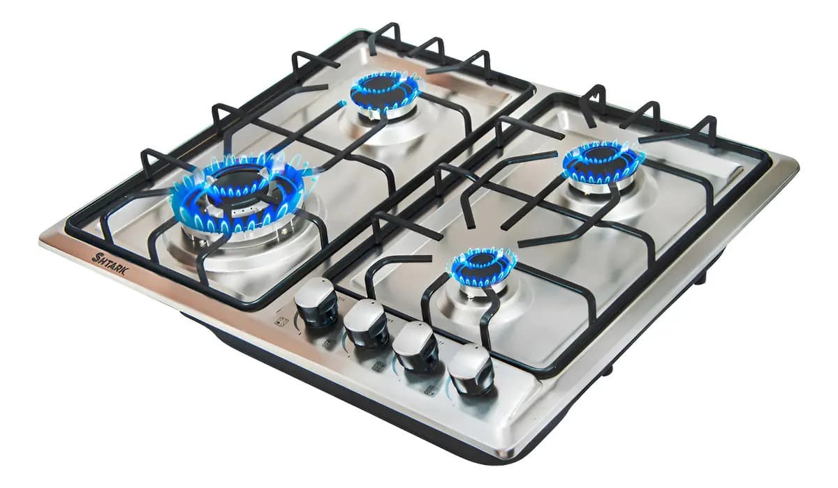 Parrilla A Gas 4 Quemadores Acero Inoxidable Empotrable Plateado